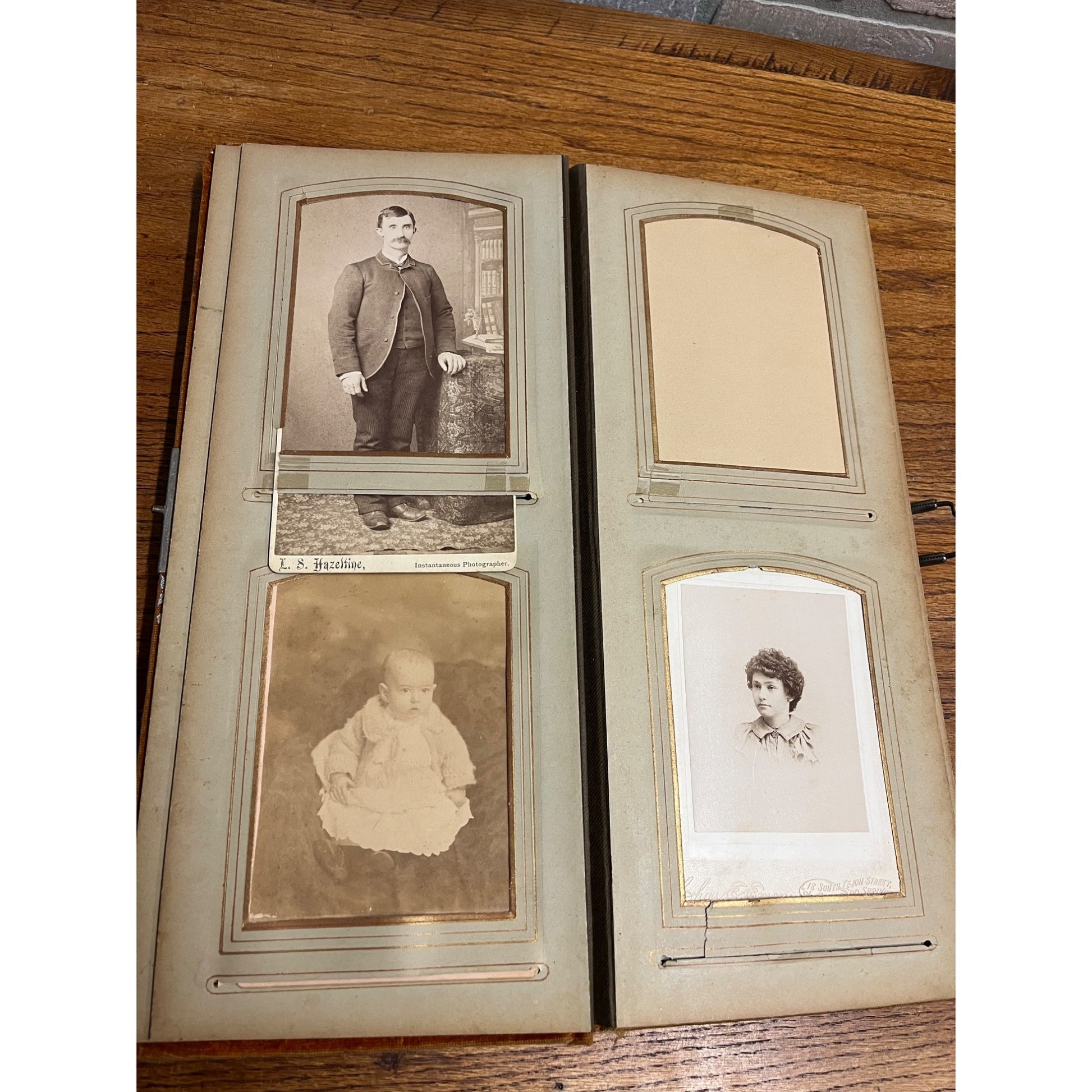 Vintage Antique Victorian Photo Album with 24 Cabinet Photos - Padded Cover