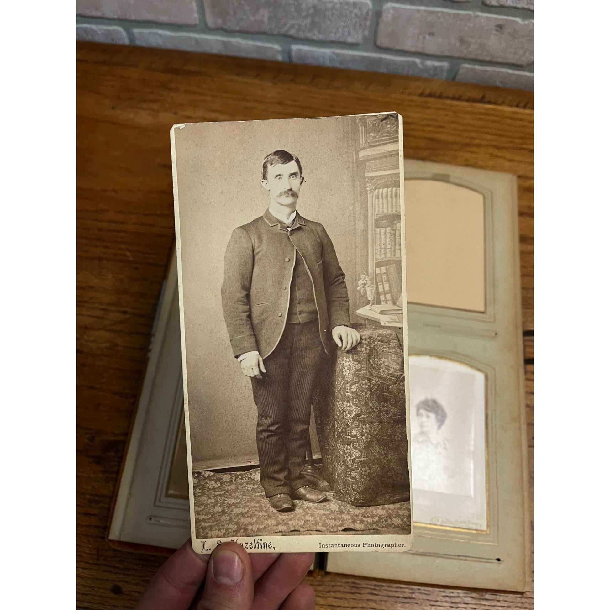 Vintage Antique Victorian Photo Album with 24 Cabinet Photos - Padded Cover