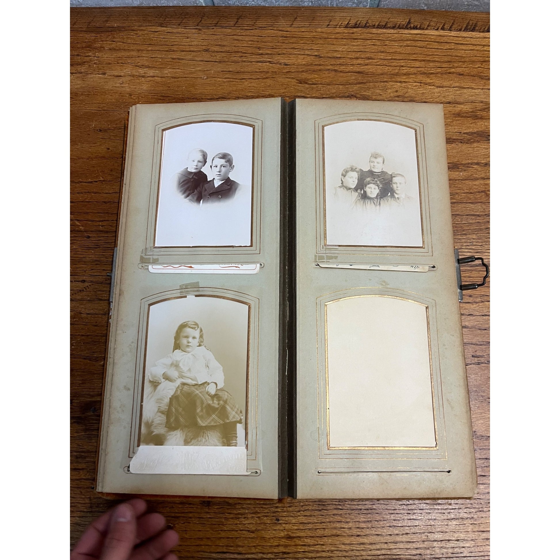 Vintage Antique Victorian Photo Album with 24 Cabinet Photos - Padded Cover