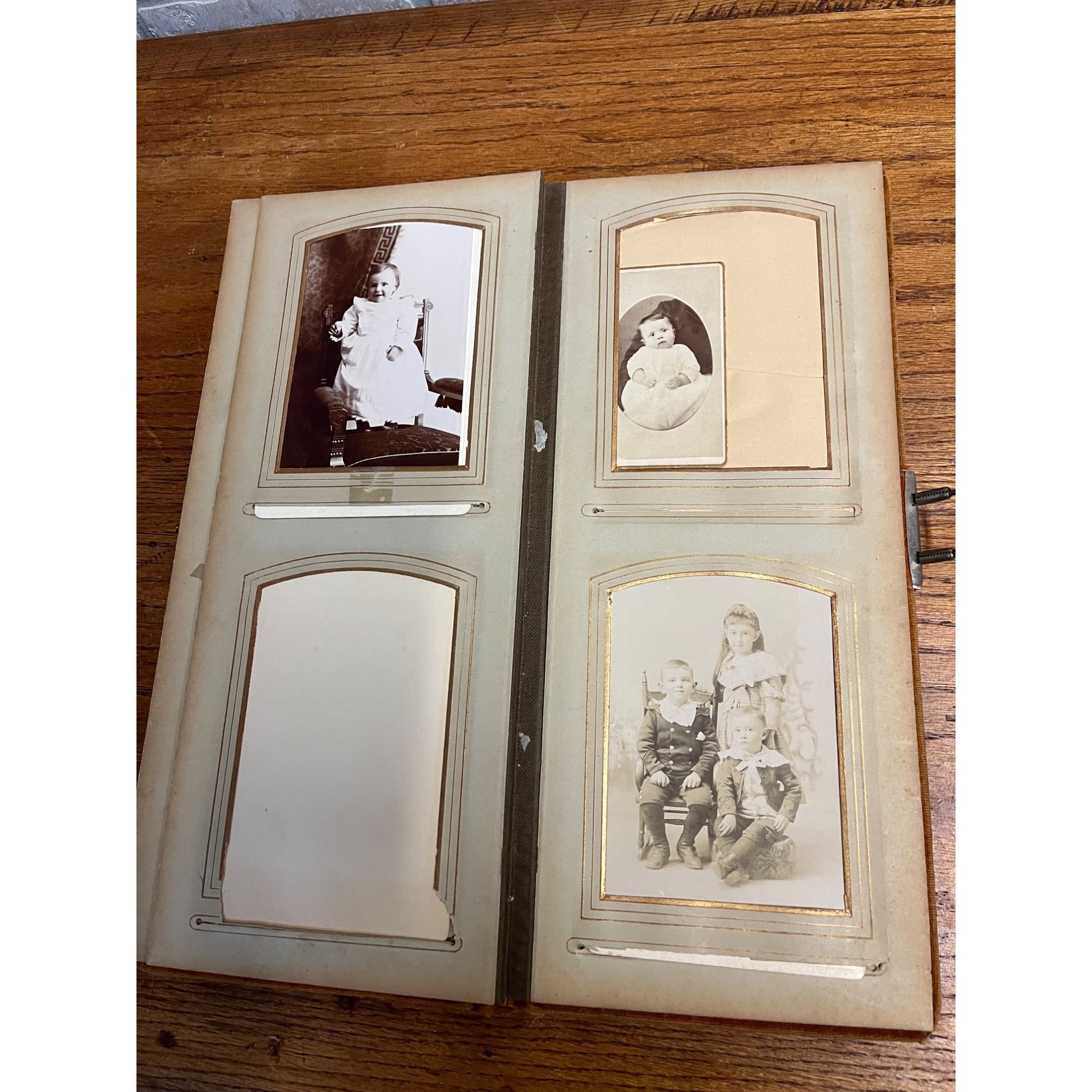 Vintage Antique Victorian Photo Album with 24 Cabinet Photos - Padded Cover