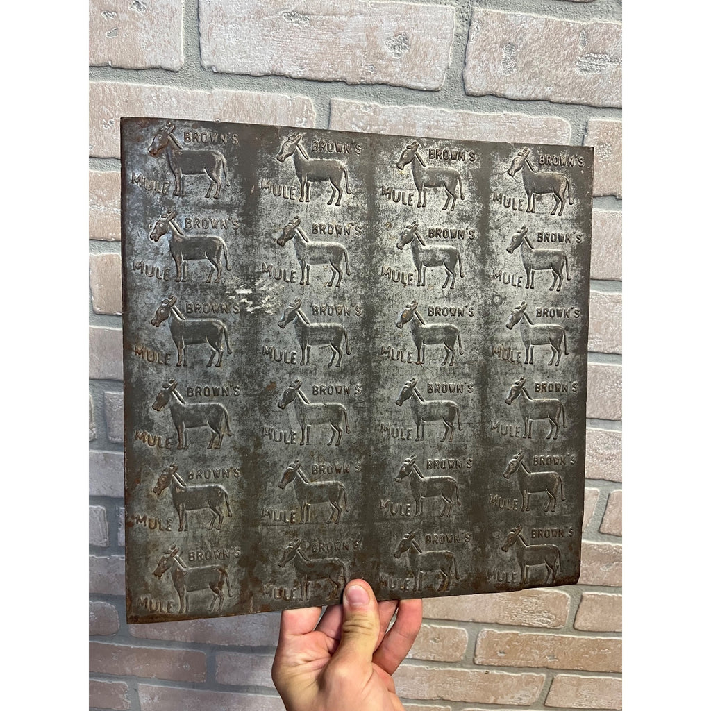 Vintage Brown's Mule Chewing Tobacco Tin Embossing Mold Sheet Advertising