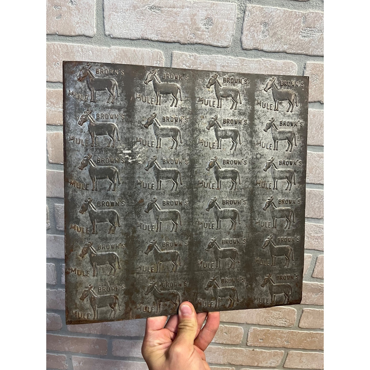 Vintage Brown's Mule Chewing Tobacco Tin Embossing Mold Sheet Advertising