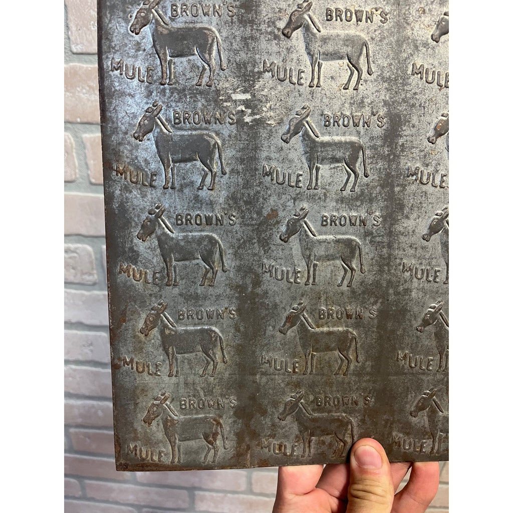 Vintage Brown's Mule Chewing Tobacco Tin Embossing Mold Sheet Advertising