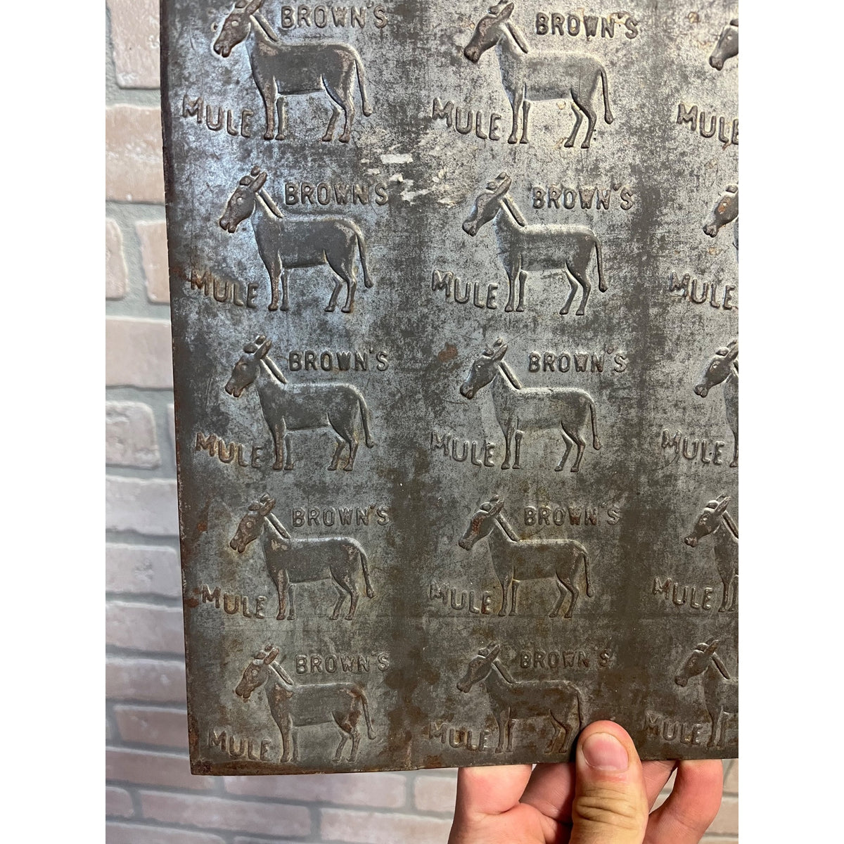 Vintage Brown's Mule Chewing Tobacco Tin Embossing Mold Sheet Advertising