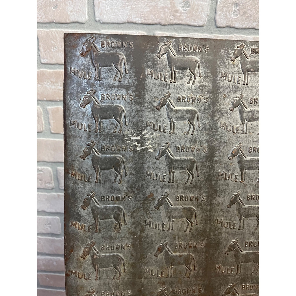 Vintage Brown's Mule Chewing Tobacco Tin Embossing Mold Sheet Advertising