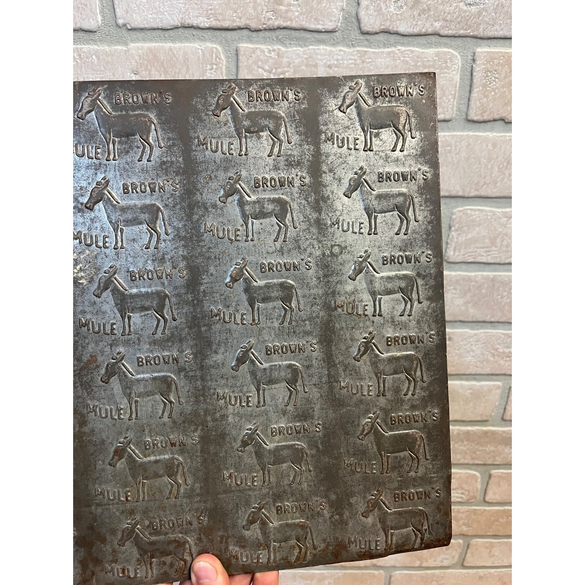 Vintage Brown's Mule Chewing Tobacco Tin Embossing Mold Sheet Advertising