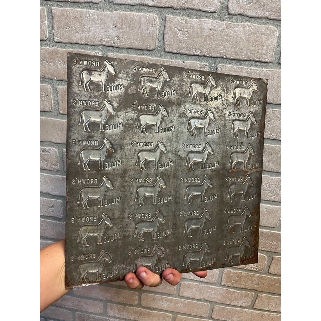 Vintage Brown's Mule Chewing Tobacco Tin Embossing Mold Sheet Advertising