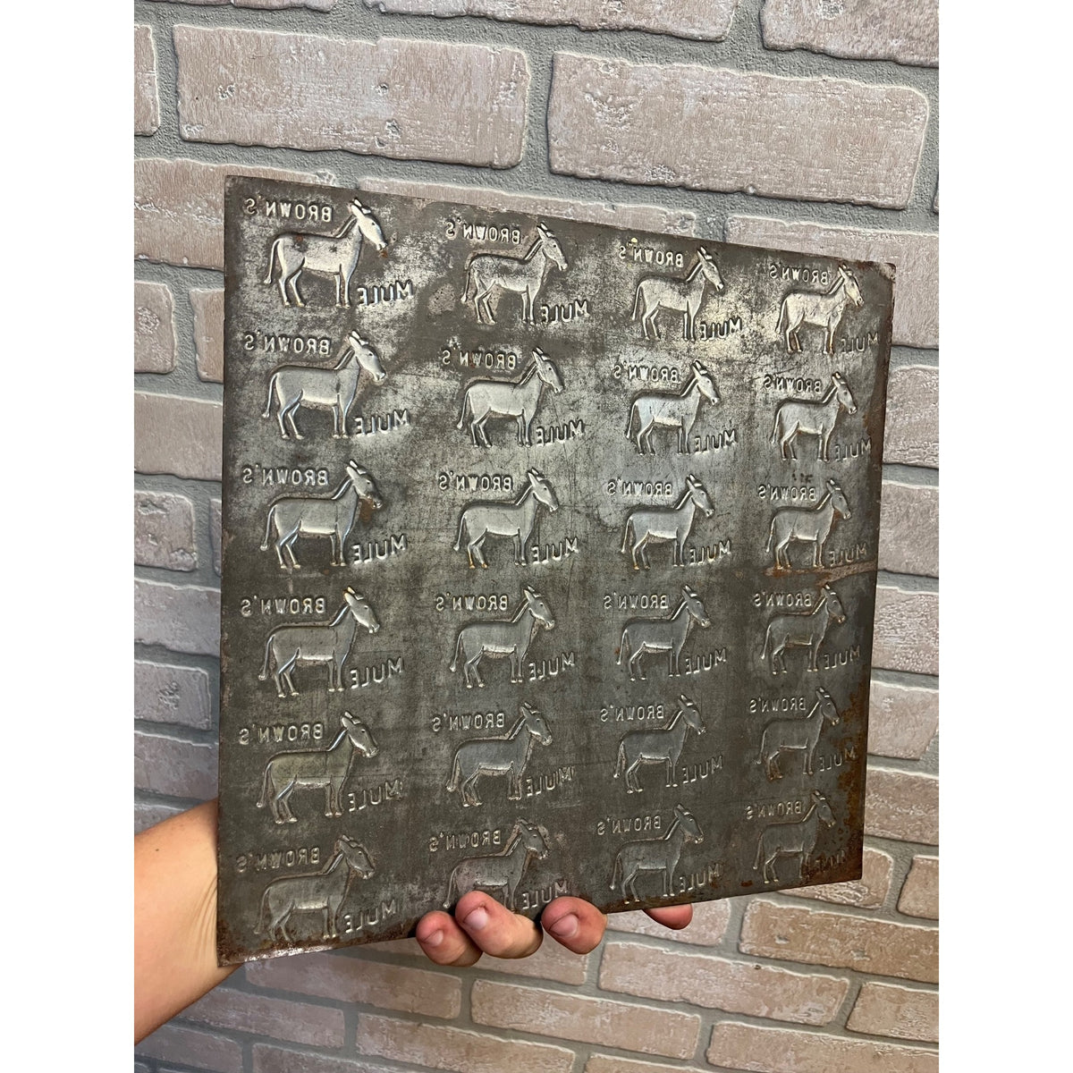Vintage Brown's Mule Chewing Tobacco Tin Embossing Mold Sheet Advertising