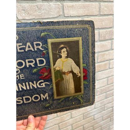 Antique c1890s Fear of the Lord is Beginning of Widsom Wall Art Sign Religious