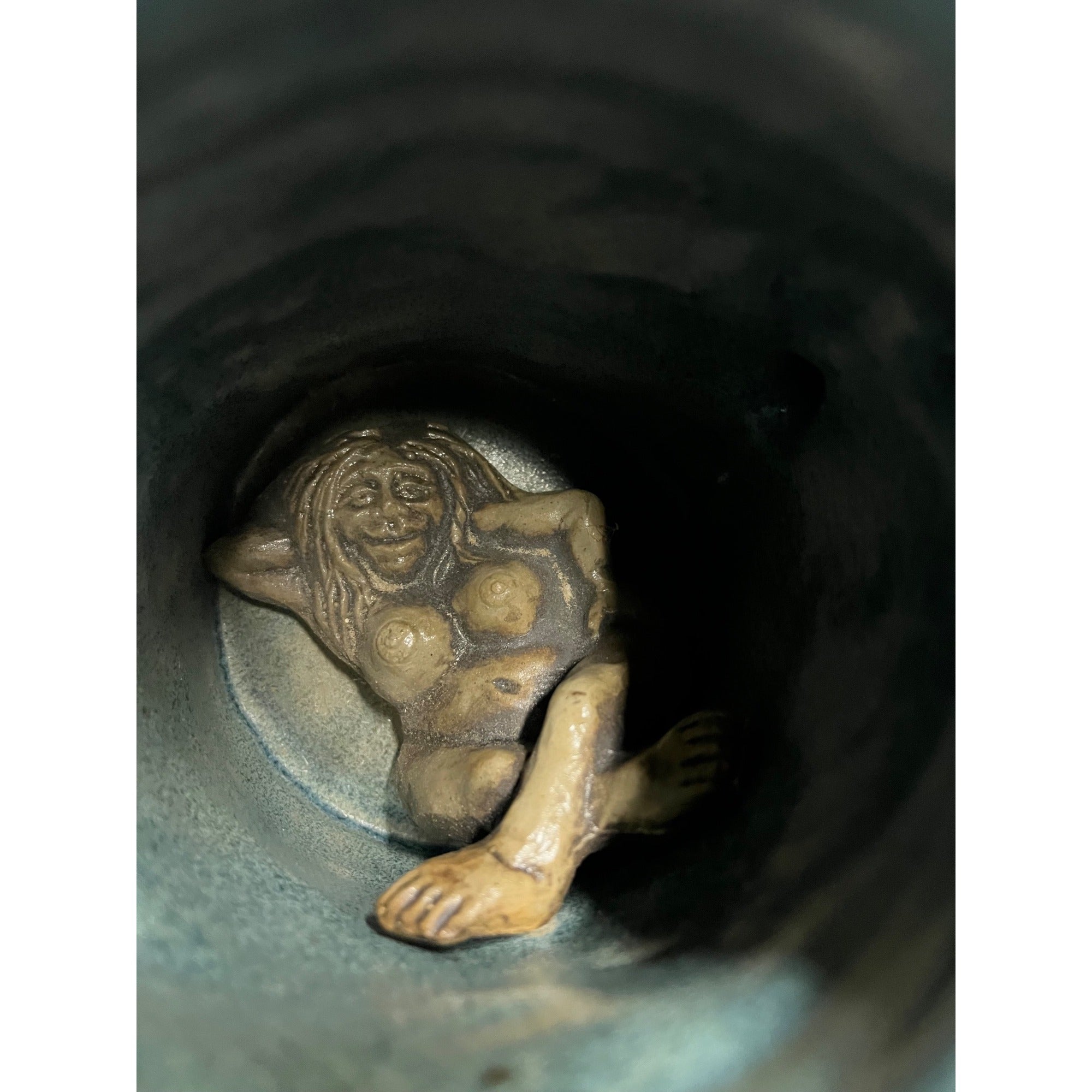 Jim Rumph Vintage Studio Pottery 1971 Satyr Nymph Ceramic Tankard Stein Mug