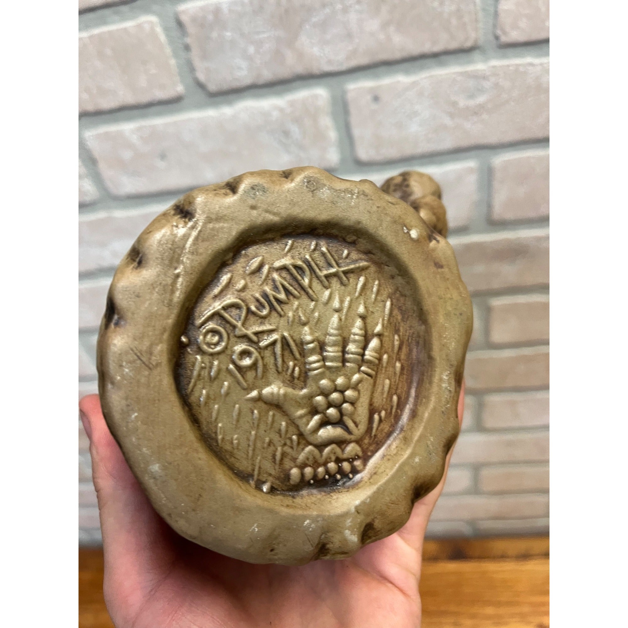 Jim Rumph Vintage Studio Pottery 1971 Satyr Nymph Ceramic Tankard Stein Mug