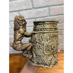 Jim Rumph Vintage Studio Pottery 1971 Satyr Nymph Ceramic Tankard Stein Mug