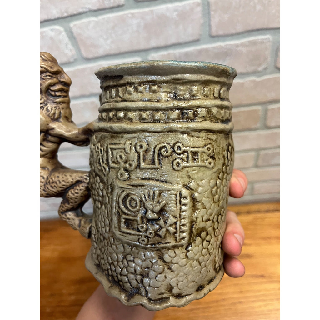 Jim Rumph Vintage Studio Pottery 1971 Satyr Nymph Ceramic Tankard Stein Mug