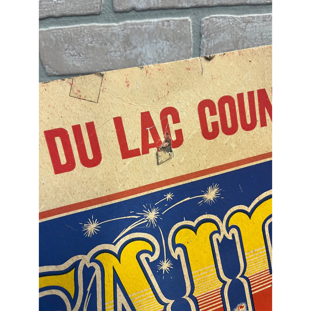 Vintage 1970s Fond du Lac County Fair Poster Promo Ad Sign