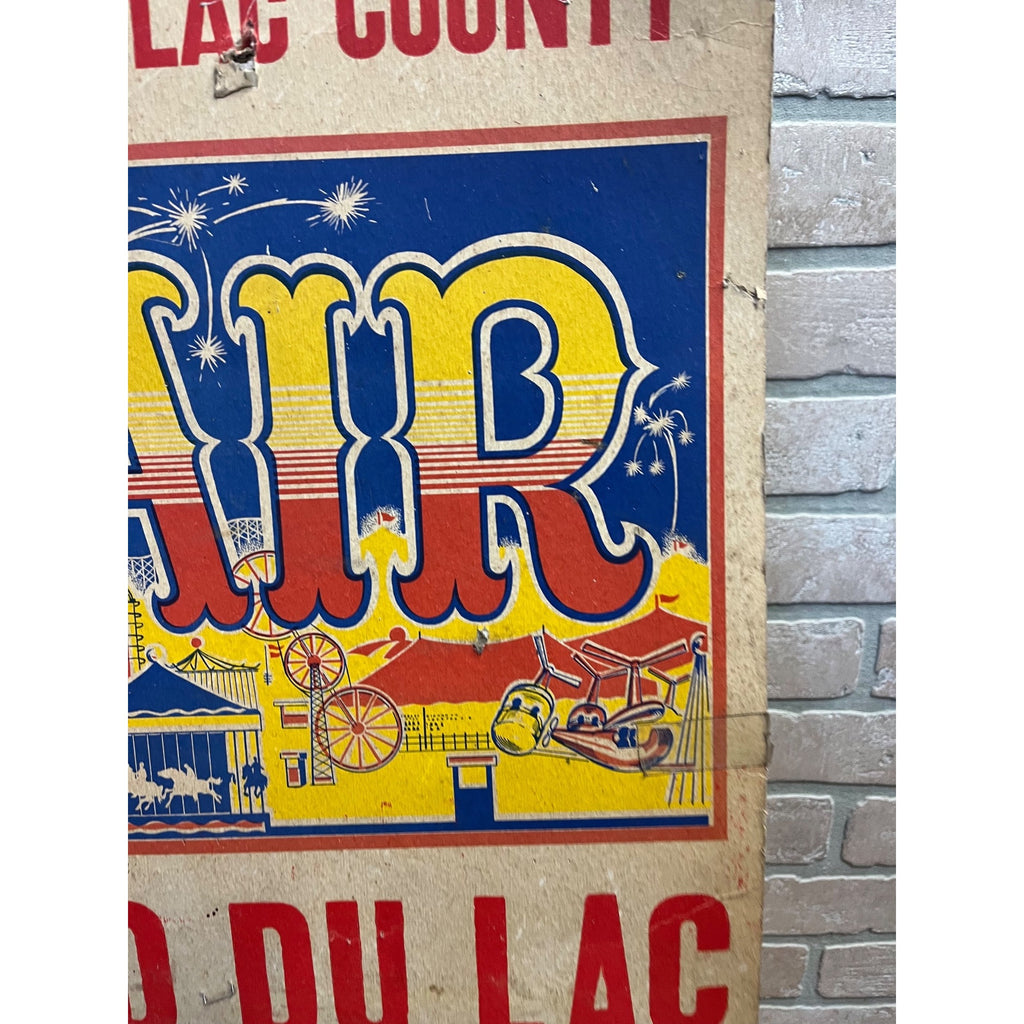 Vintage 1970s Fond du Lac County Fair Poster Promo Ad Sign
