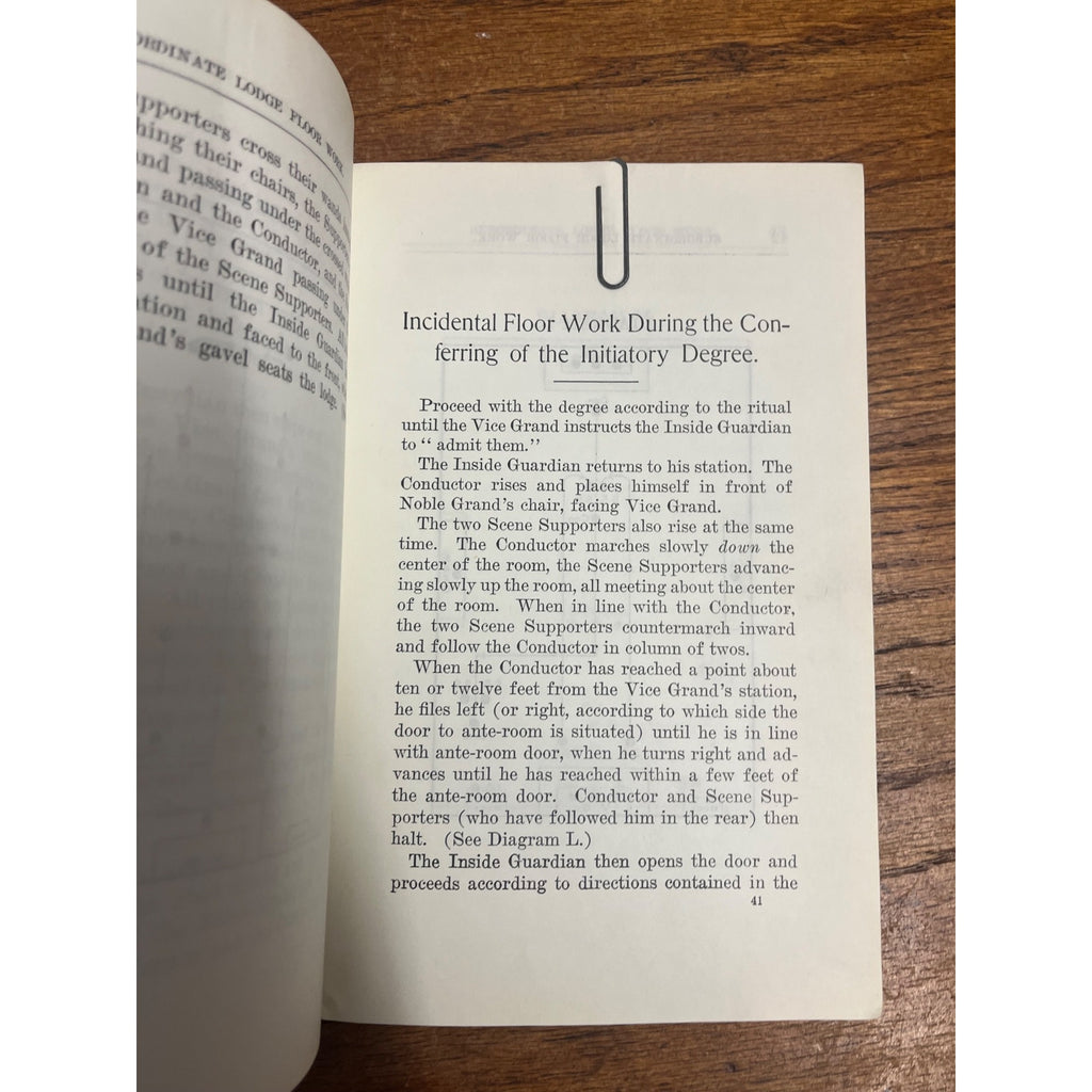 1909 Antique Odd Fellows Edition 1931, IOOF Book ""Floor Work for Subordinate Lodge Degrees