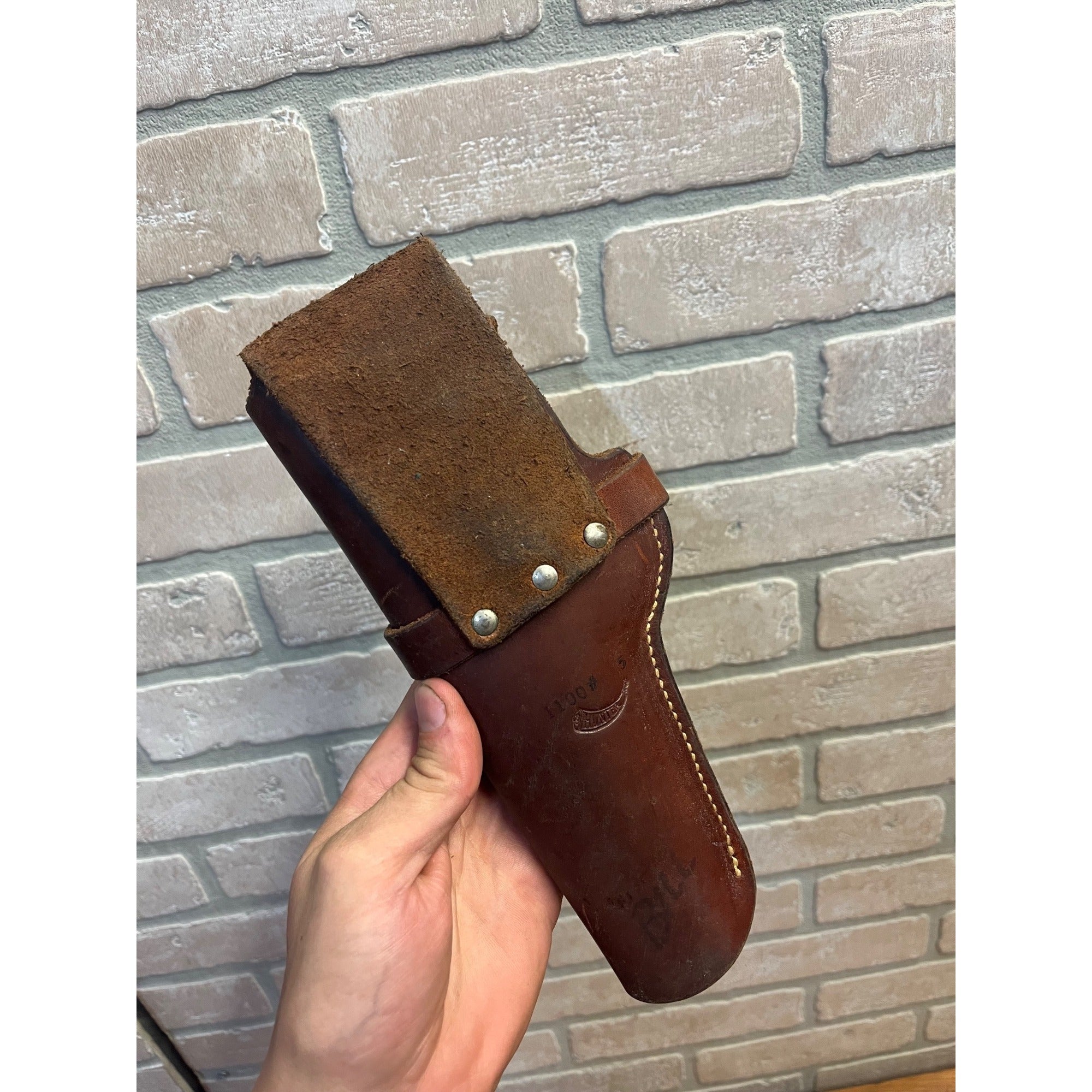 Vintage Hunter 1100-5 Leather Holster Semi Auto Pistol Holster RH Snap Belt Colt