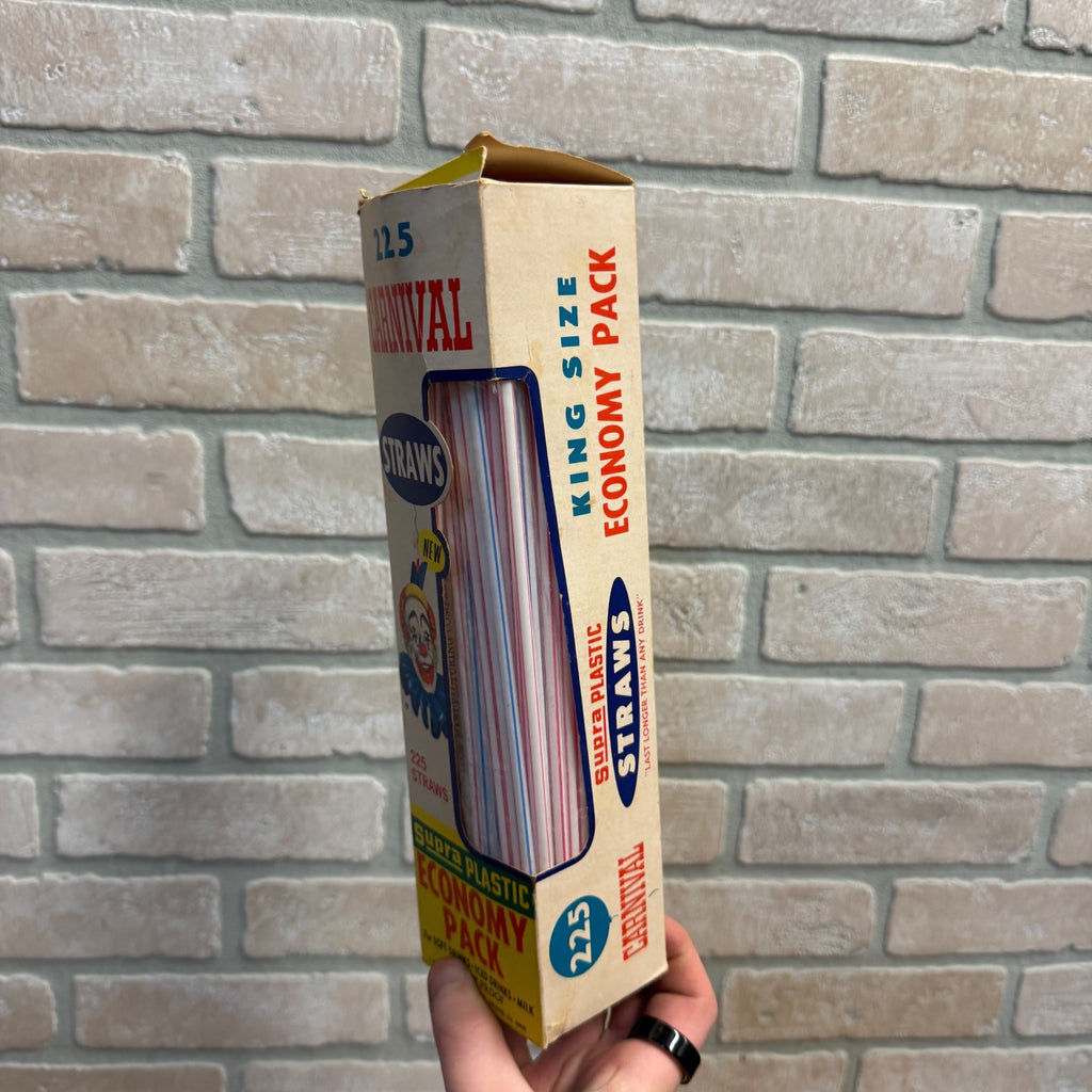 Vintage 1968 Carnival Drinking Straws Advertising Box w/ Straws National Soda