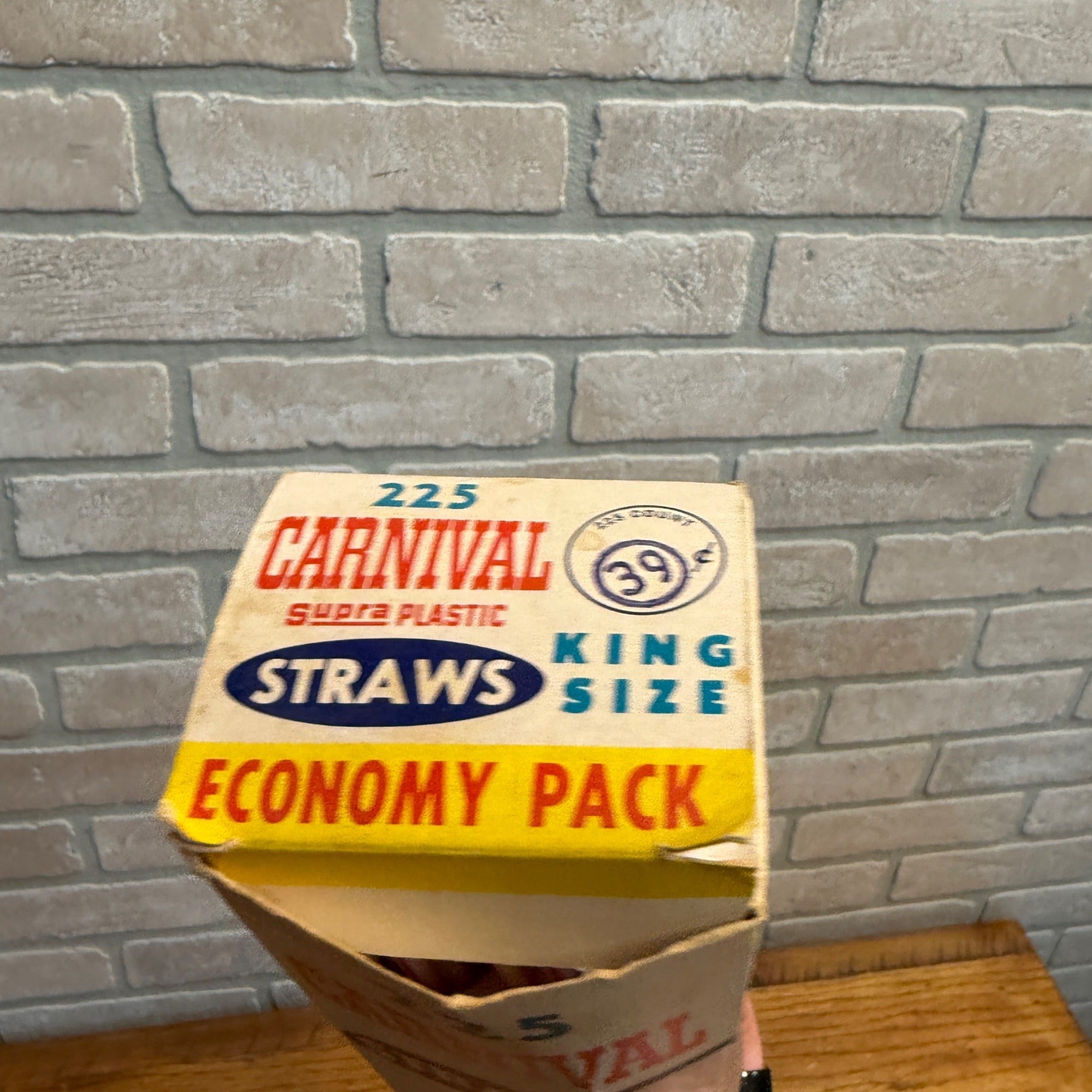 Vintage 1968 Carnival Drinking Straws Advertising Box w/ Straws National Soda