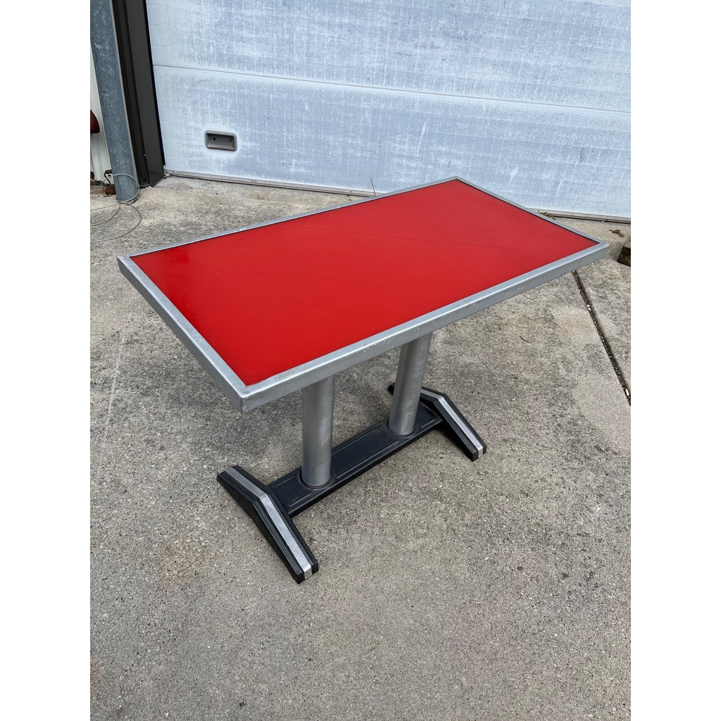 Vintage 1950s French Bistro Table Cafe Coffee Mid-Century Diner Dinette Small MCM Red