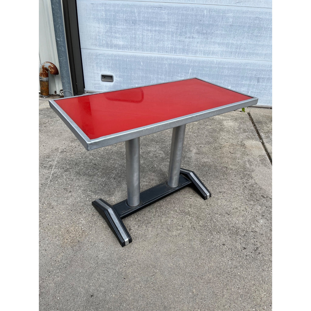 Vintage 1950s French Bistro Table Cafe Coffee Mid-Century Diner Dinette Small MCM Red