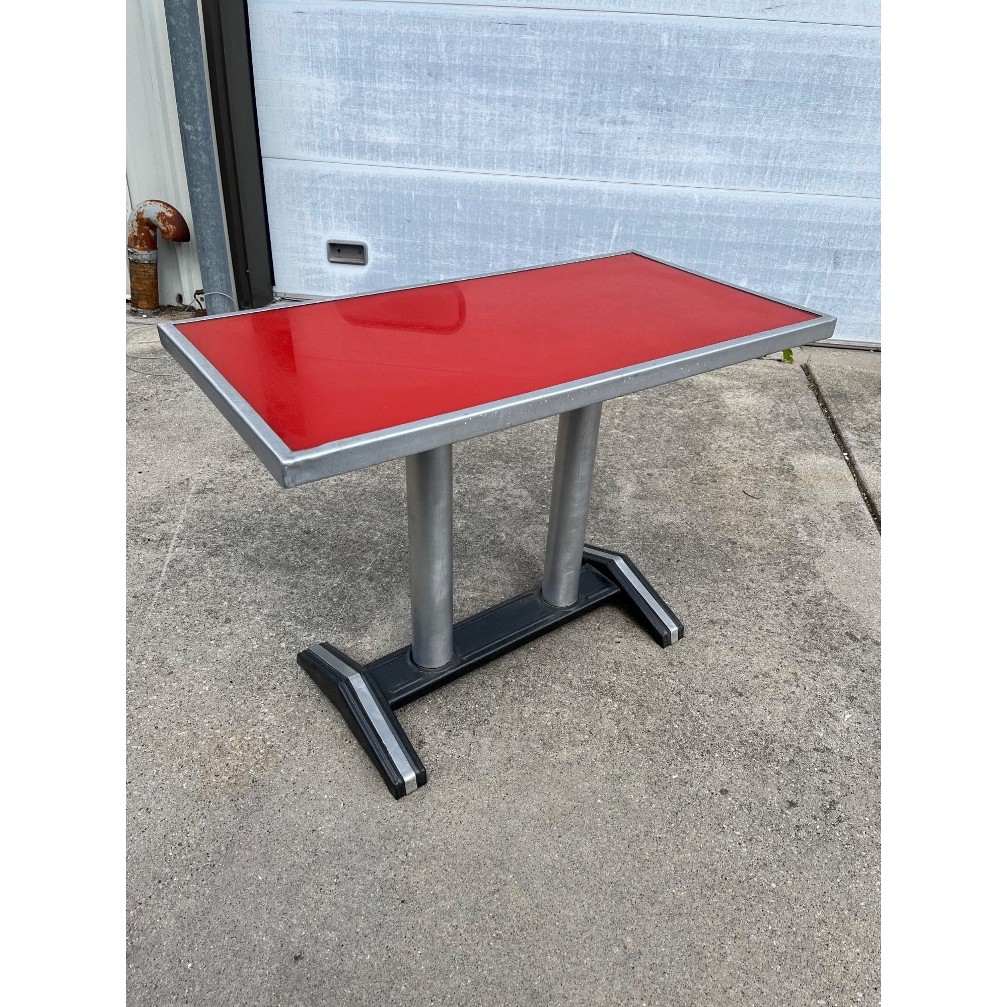 Vintage 1950s French Bistro Table Cafe Coffee Mid-Century Diner Dinette Small MCM Red