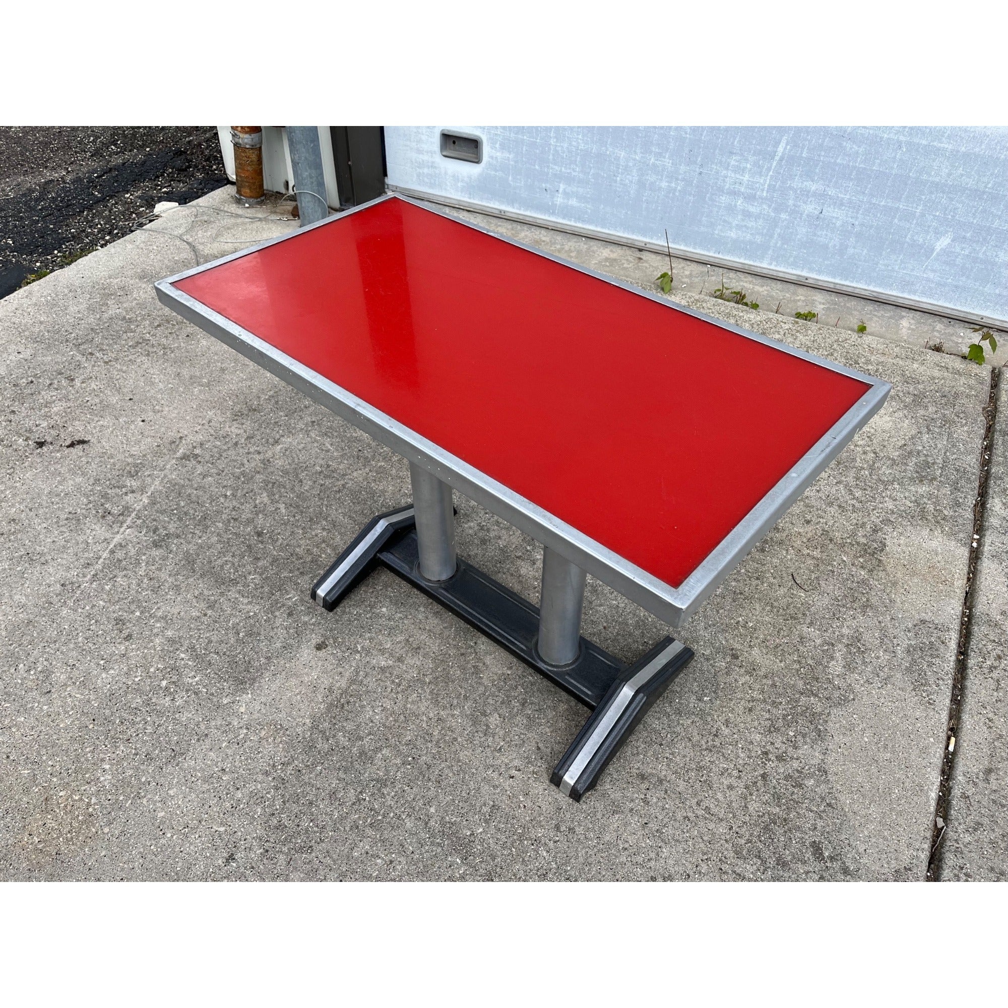 Vintage 1950s French Bistro Table Cafe Coffee Mid-Century Diner Dinette Small MCM Red