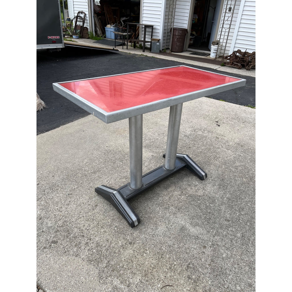 Vintage 1950s French Bistro Table Cafe Coffee Mid-Century Diner Dinette Small MCM Red