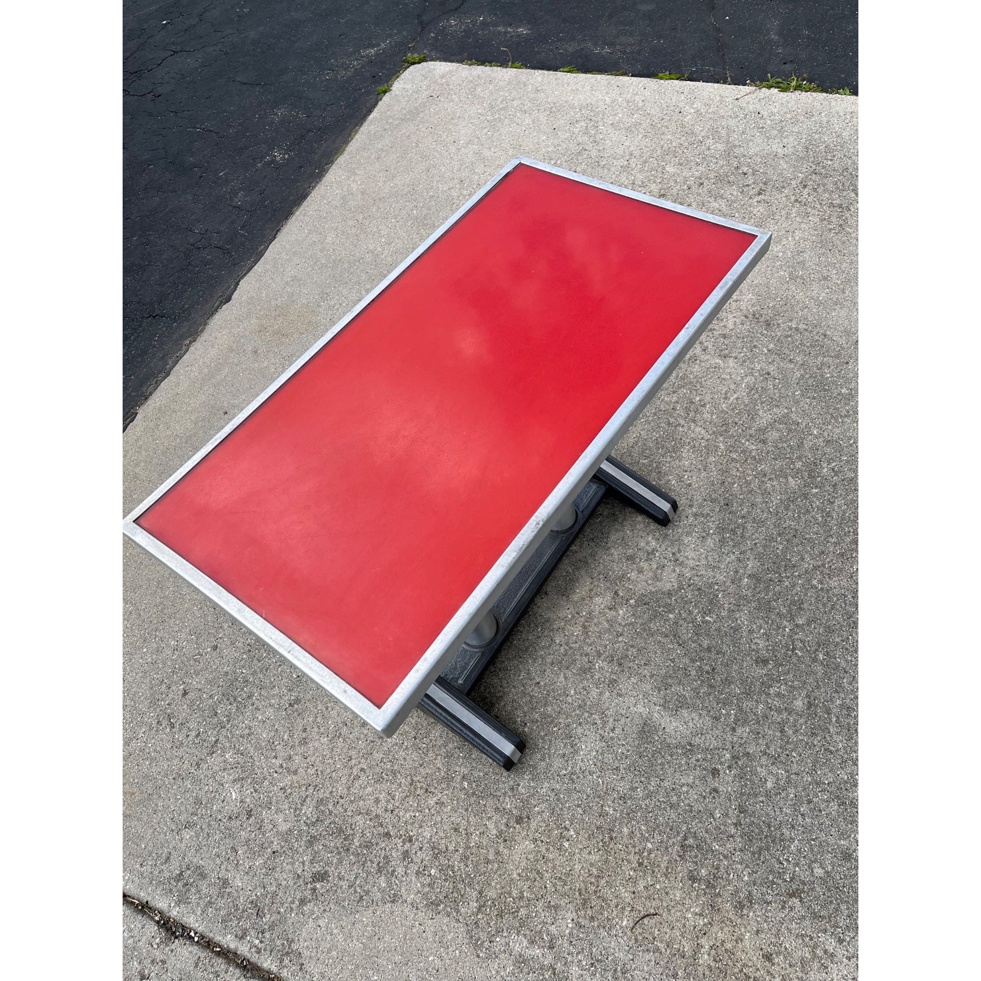 Vintage 1950s French Bistro Table Cafe Coffee Mid-Century Diner Dinette Small MCM Red