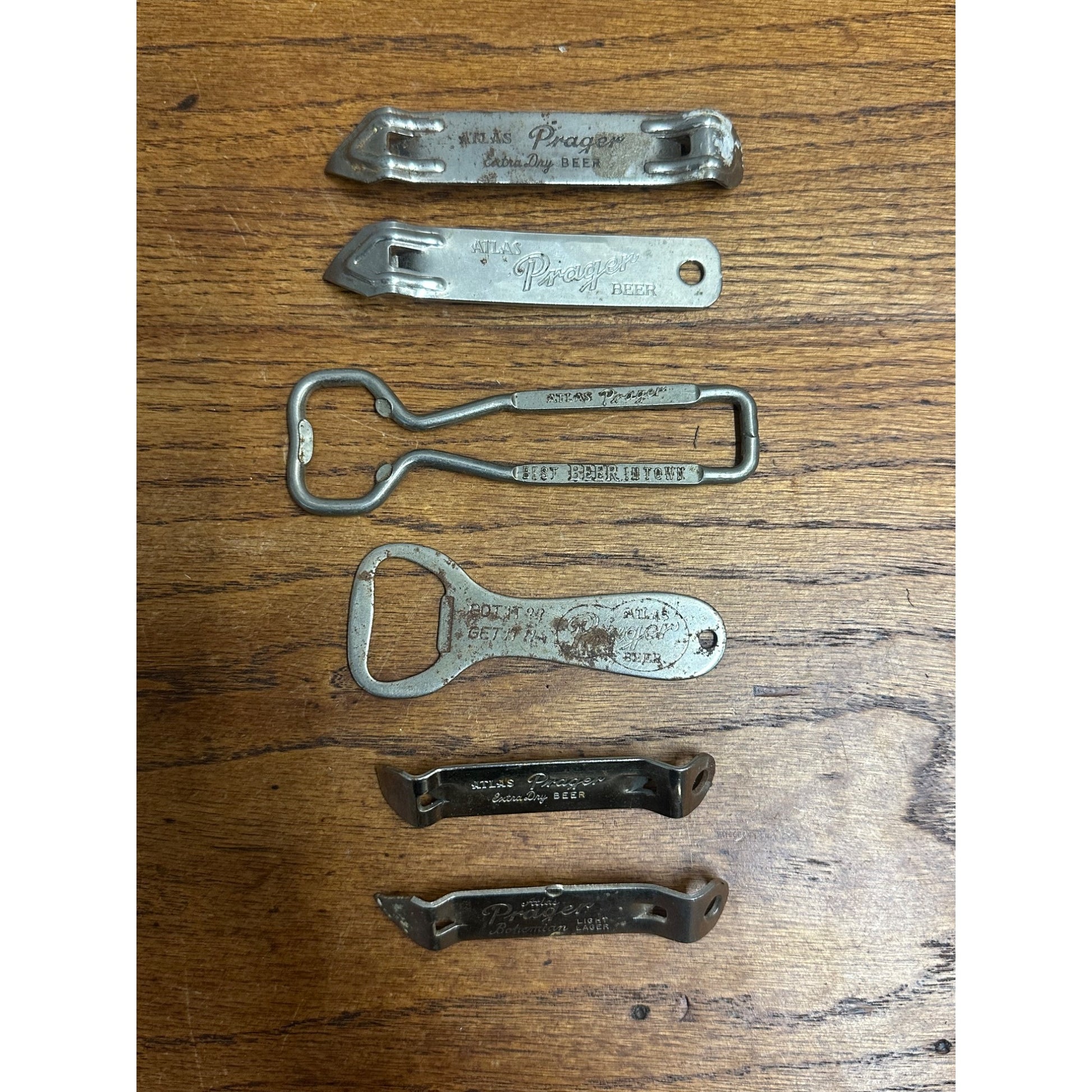 Vintage Atlas Prager Beer Bottle Openers Chicago Illinois Lot (6) Different