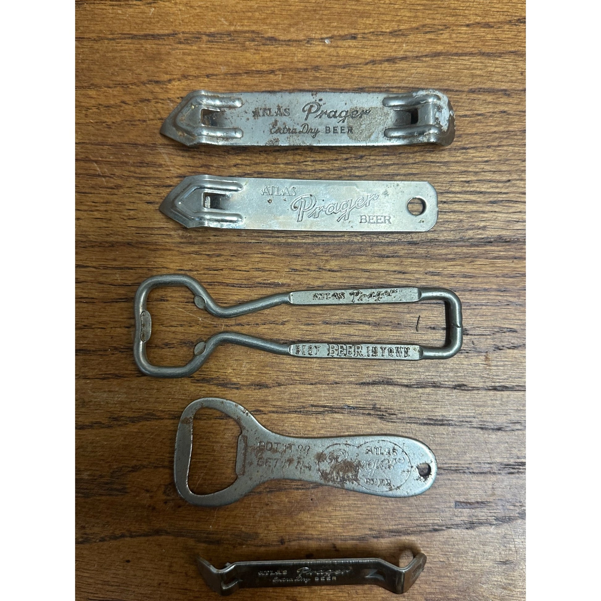 Vintage Atlas Prager Beer Bottle Openers Chicago Illinois Lot (6) Different