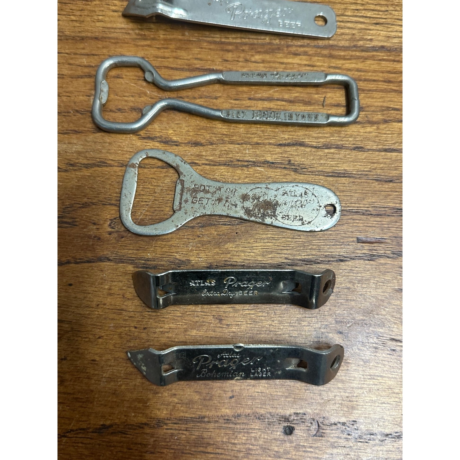 Vintage Atlas Prager Beer Bottle Openers Chicago Illinois Lot (6) Different
