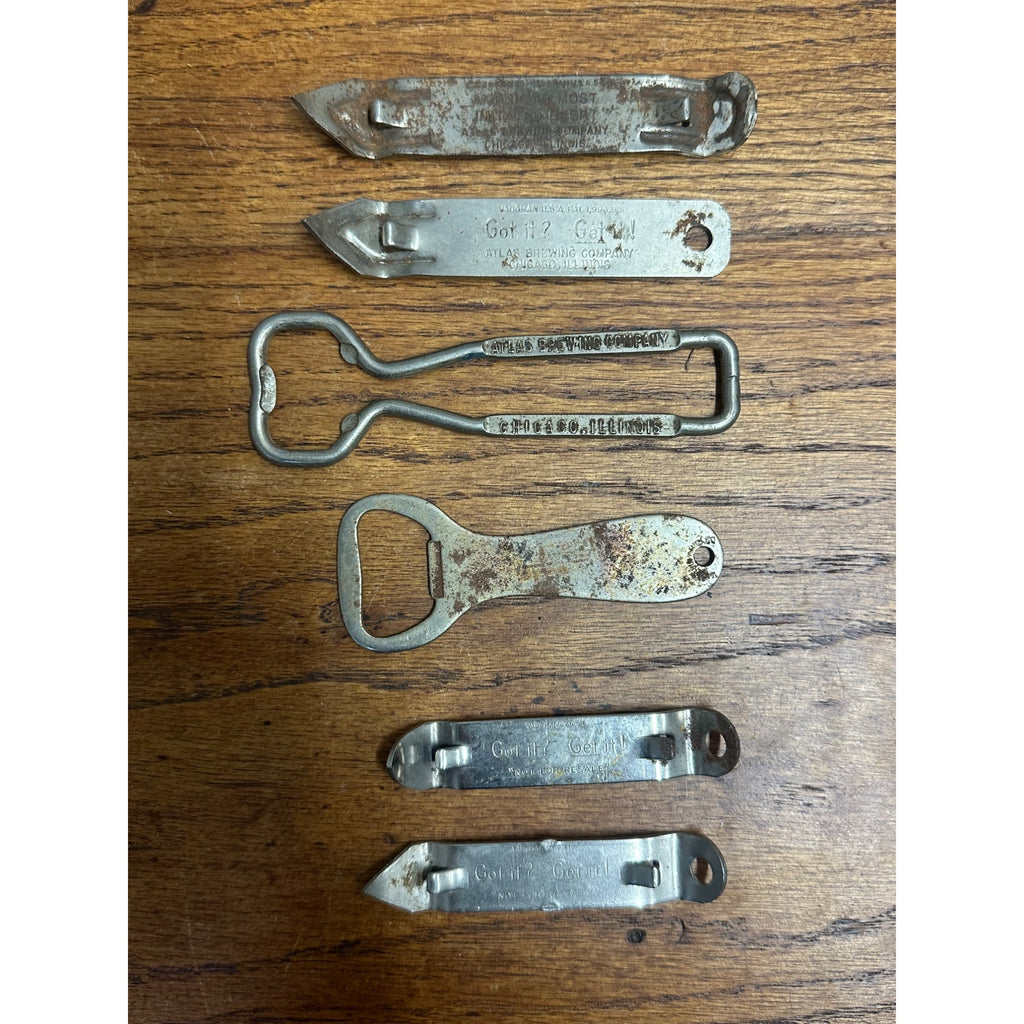 Vintage Atlas Prager Beer Bottle Openers Chicago Illinois Lot (6) Different
