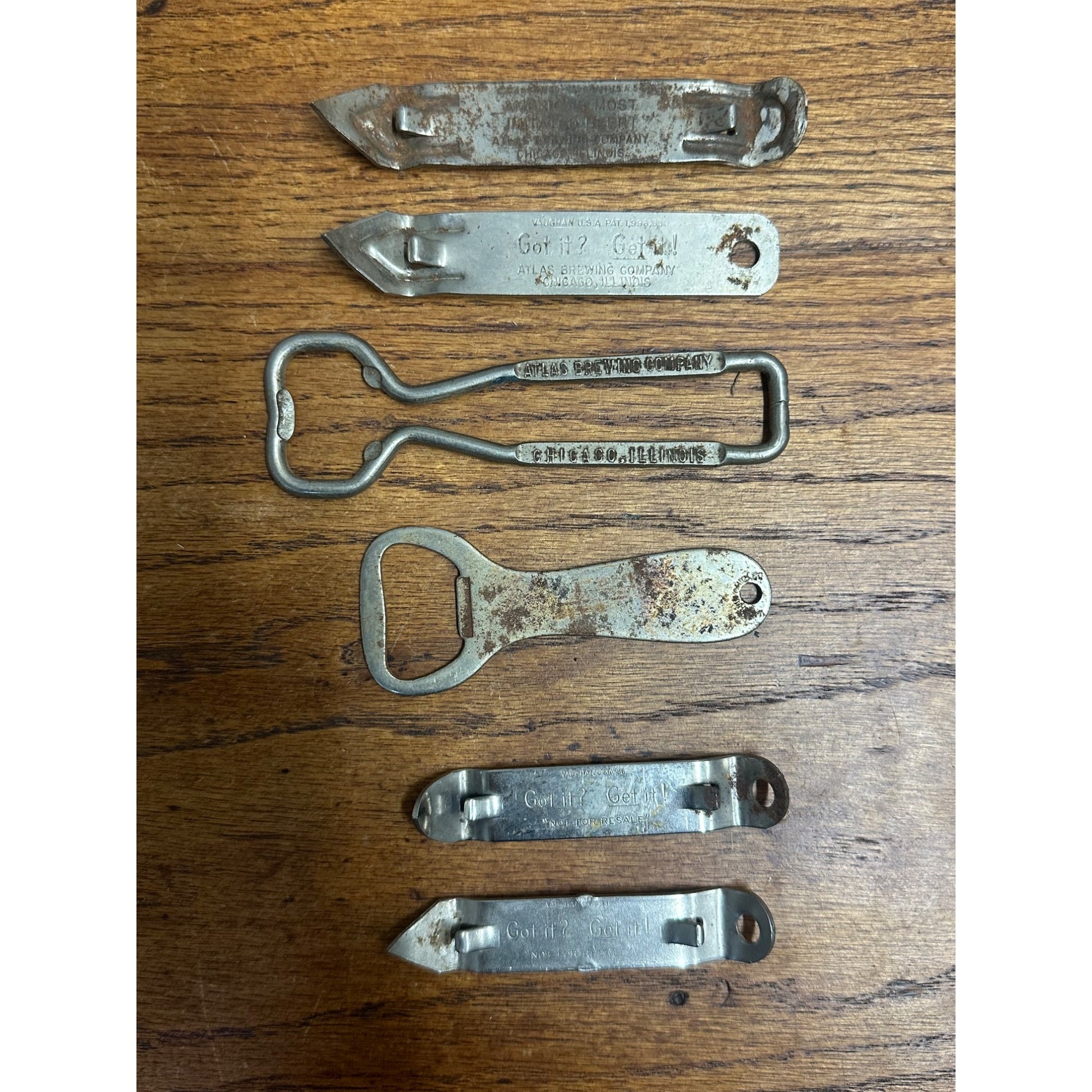 Vintage Atlas Prager Beer Bottle Openers Chicago Illinois Lot (6) Different