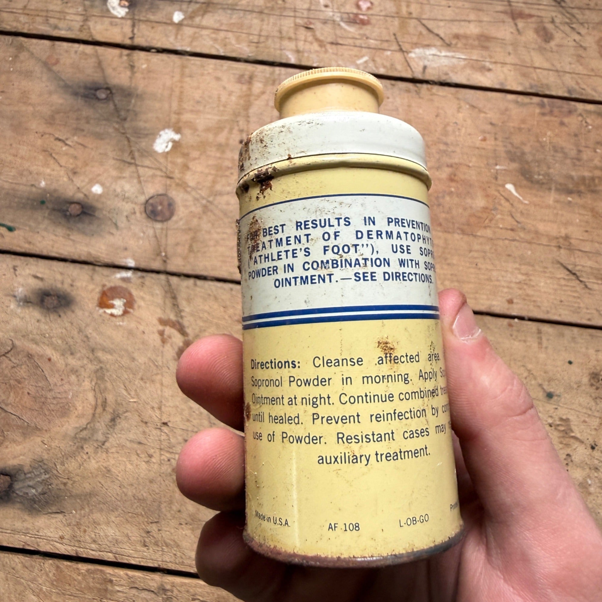 Vintage Wyeth Sopronol Athlete's Foot Fungicide Powder Pharmacy Tin Can
