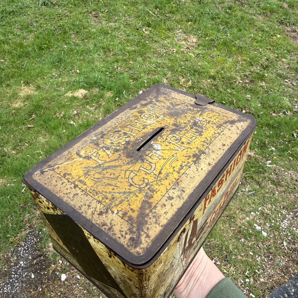 Fashion Cut Plug Empty Tobacco Tin Lunch Box Style Missing Handle