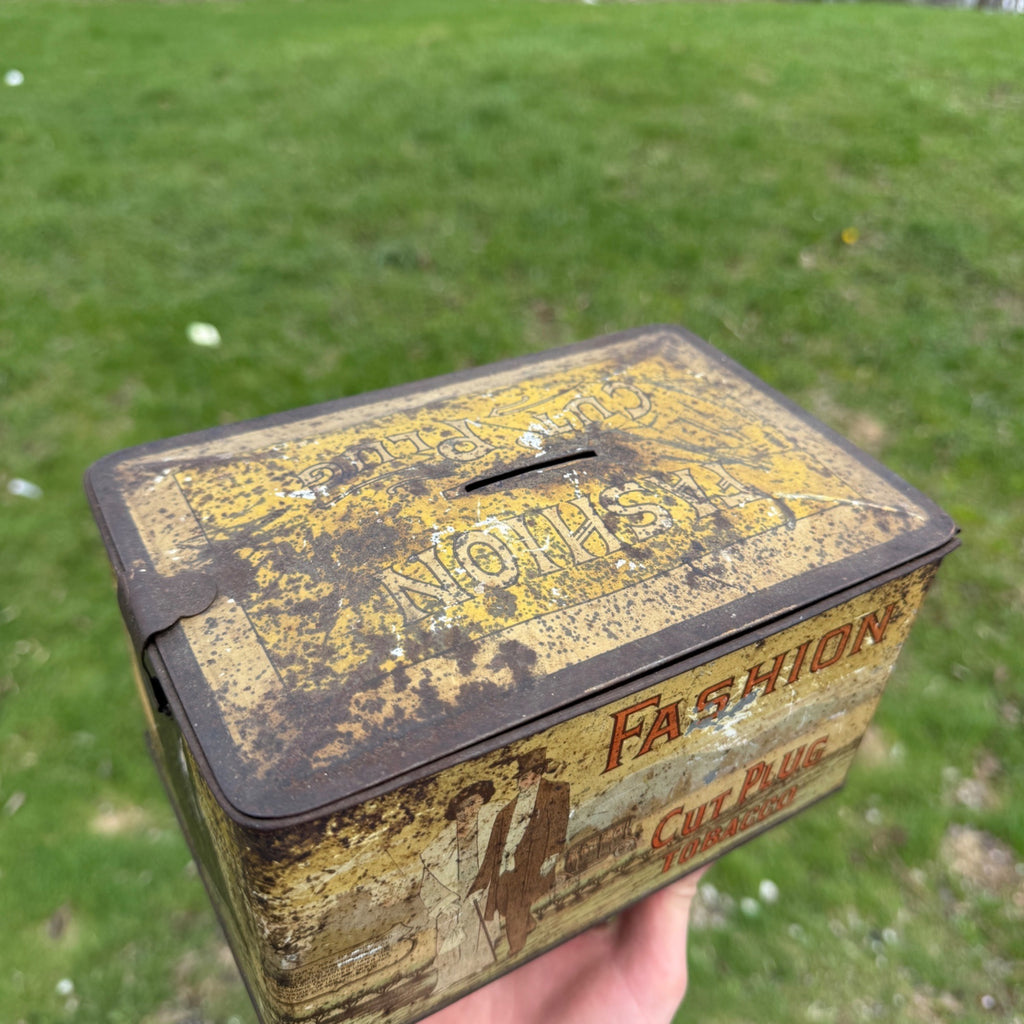 Fashion Cut Plug Empty Tobacco Tin Lunch Box Style Missing Handle