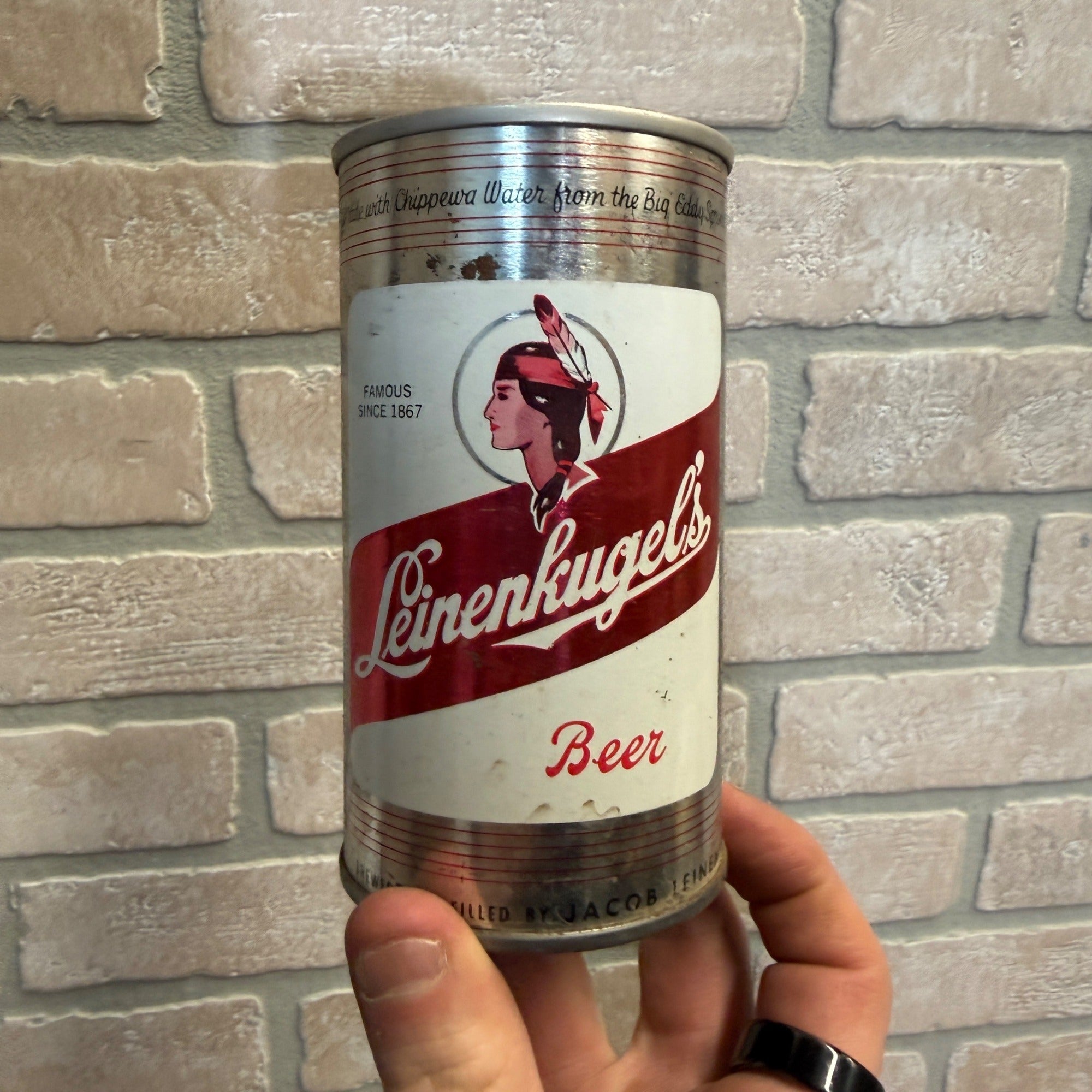 Vintage Leinenkugel's Beer Indian Maiden Pull Tab Straight Can Chippewa Falls WI