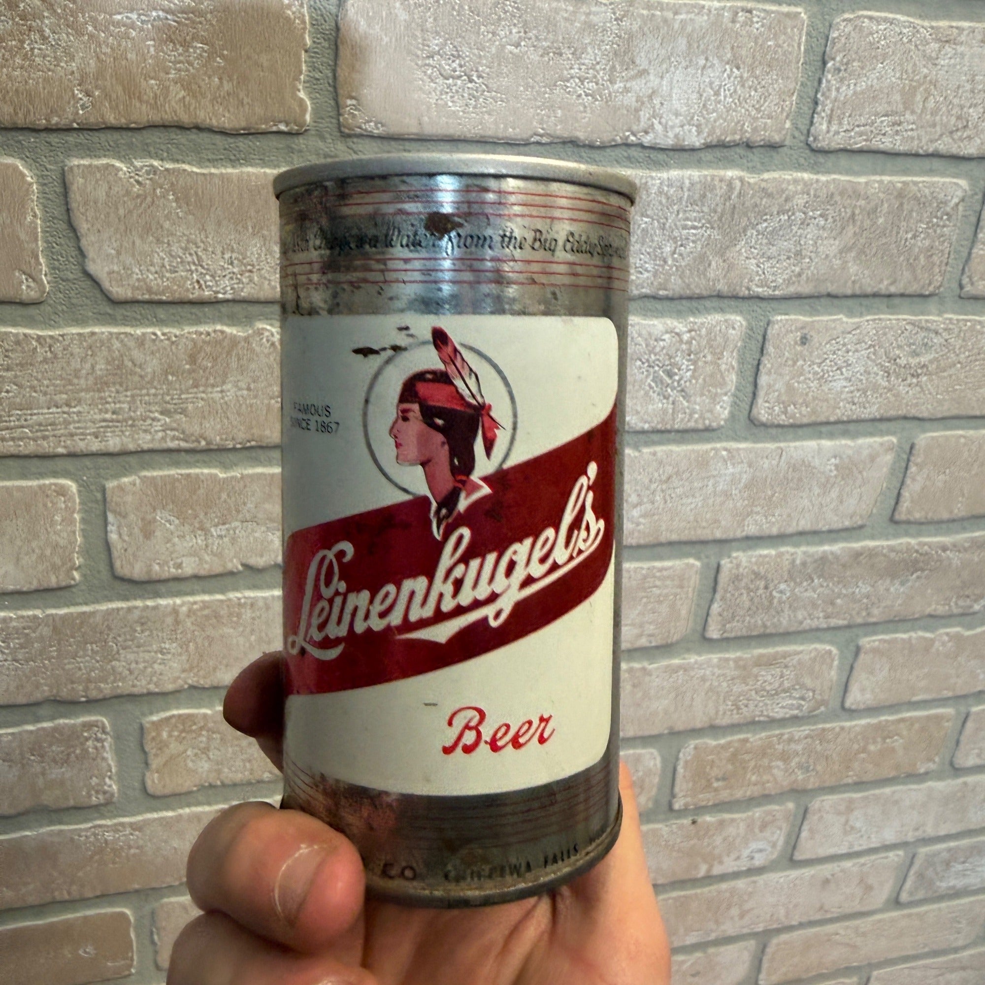 Vintage Leinenkugel's Beer Indian Maiden Pull Tab Straight Can Chippewa Falls WI