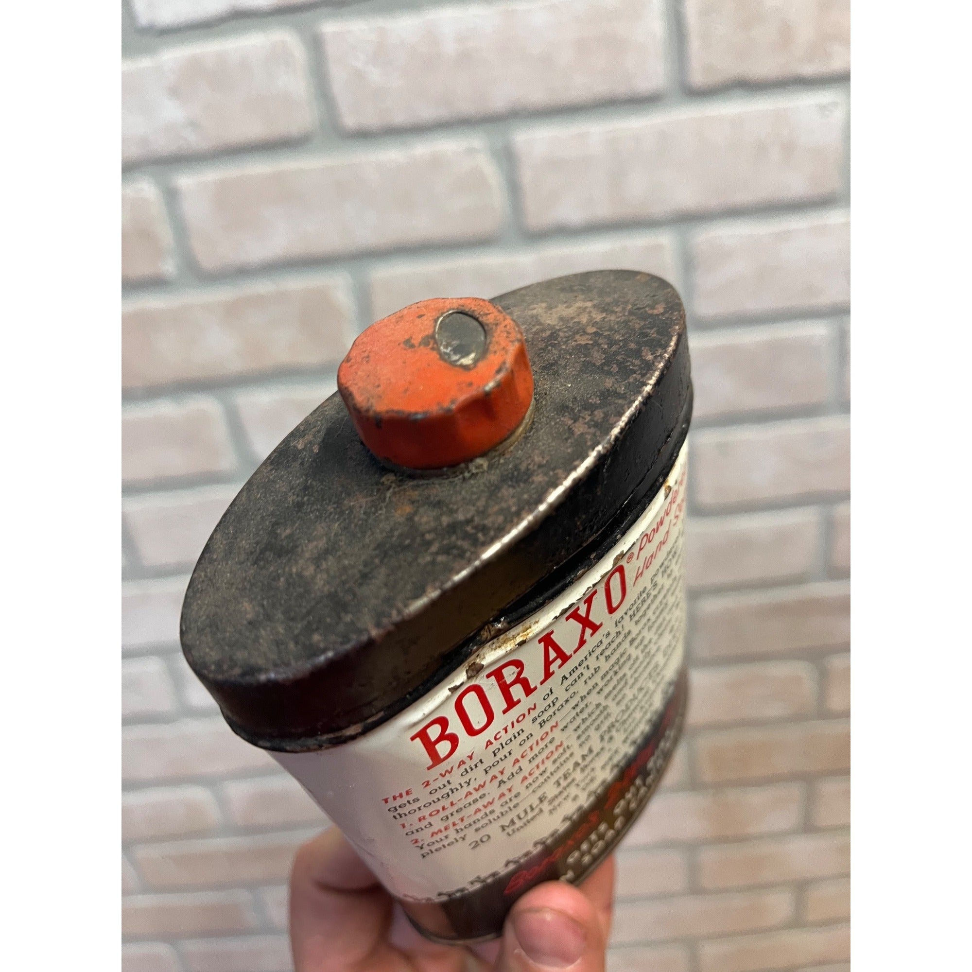 Vintage Boraxo Powered Hand Soap 20 Mule Team Advertising Empty Tin Can