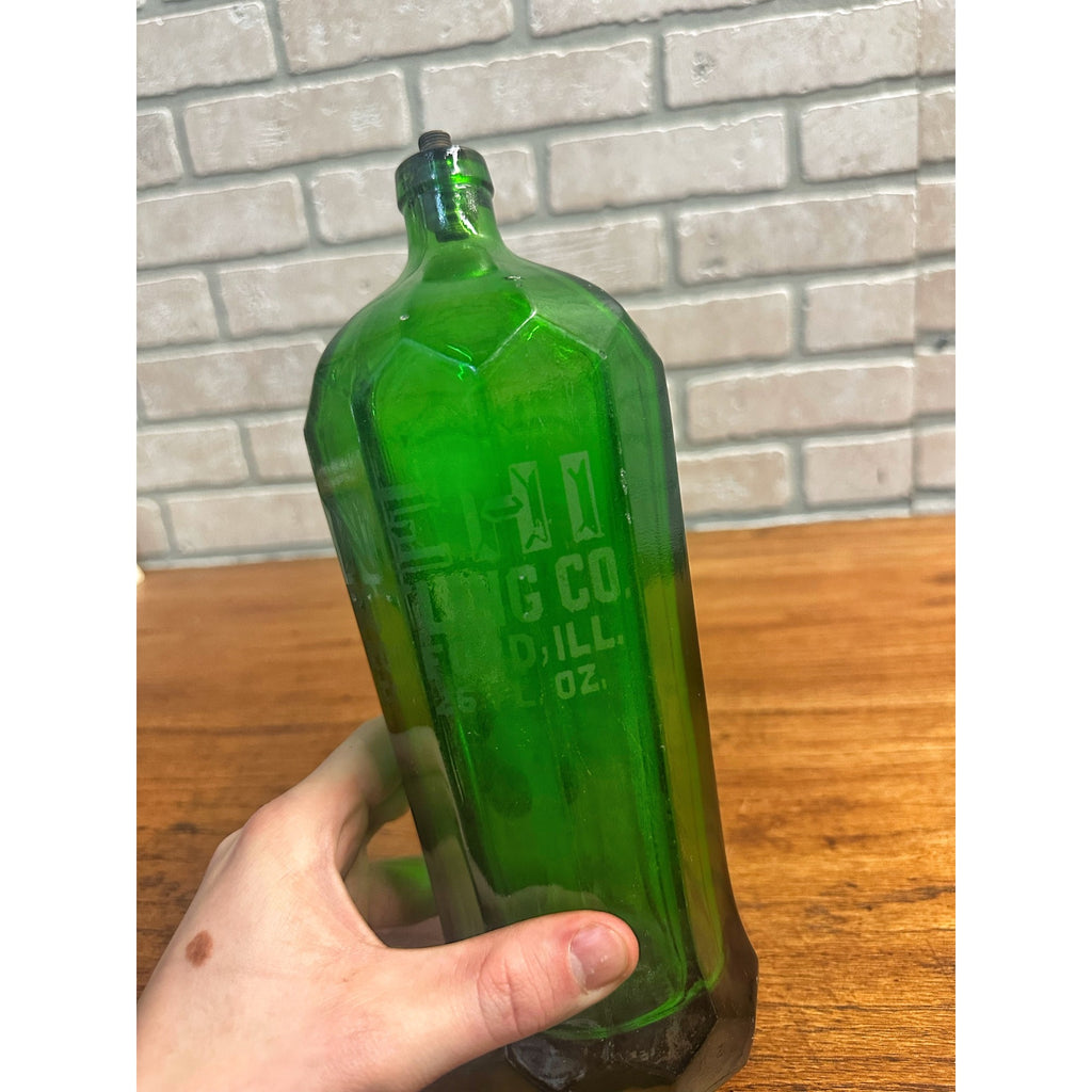 Vintage 1930s NEHI Cola Seltzer Bottle Rockford Illinois Emerald Green Soda Advertising