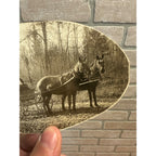 Vintage Man & Woman Horse Buggy Real Photo Postcard RPPC Trimmed Cut