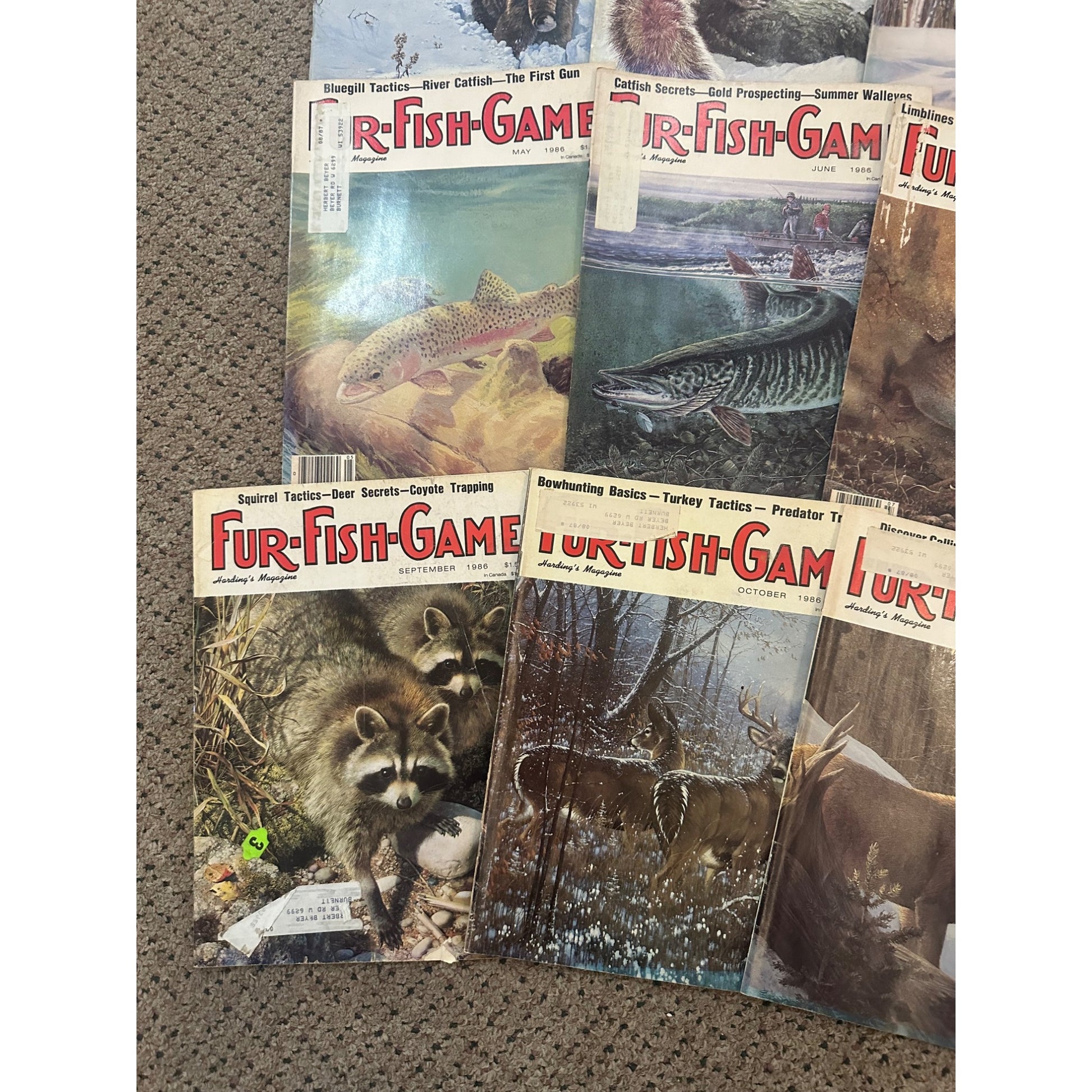 Vintage 1986 Fur, Fish, & Game Magazines Complete Full Year Set Hunting Fishing