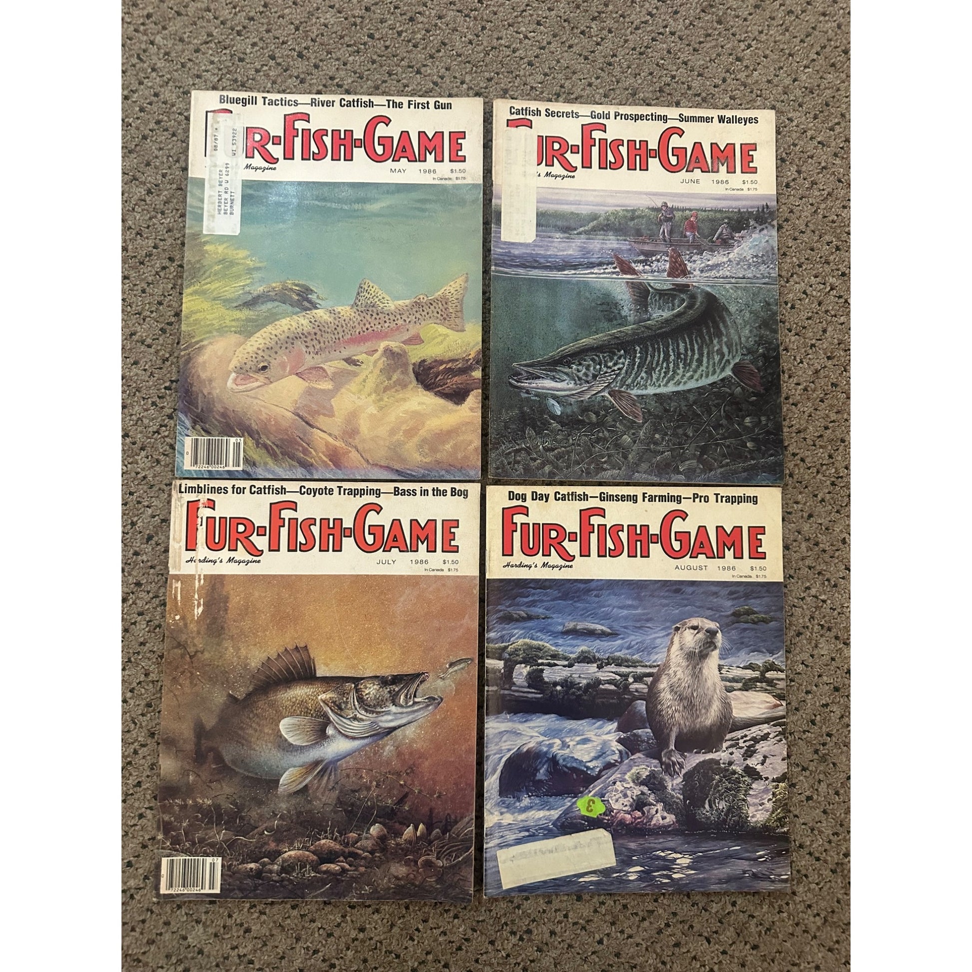 Vintage 1986 Fur, Fish, & Game Magazines Complete Full Year Set Hunting Fishing