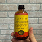 Vintage Amber Glass Bottle With Metal Screw Cap Bloacide Apothecary Pharmacy Beebe Laboratories