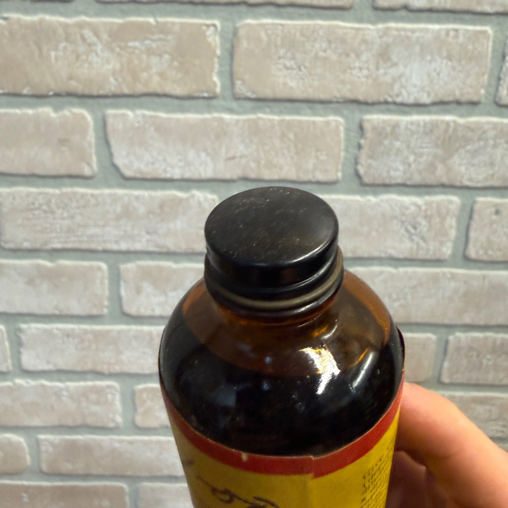 Vintage Amber Glass Bottle With Metal Screw Cap Bloacide Apothecary Pharmacy Beebe Laboratories