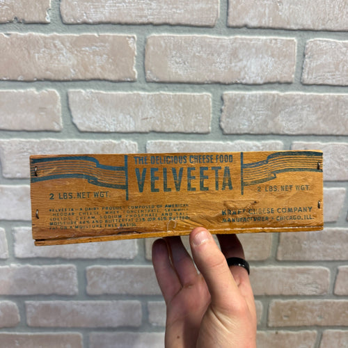 Vintage Velveeta Kraft Wooden Crate Box Cheese Kitchen Decor