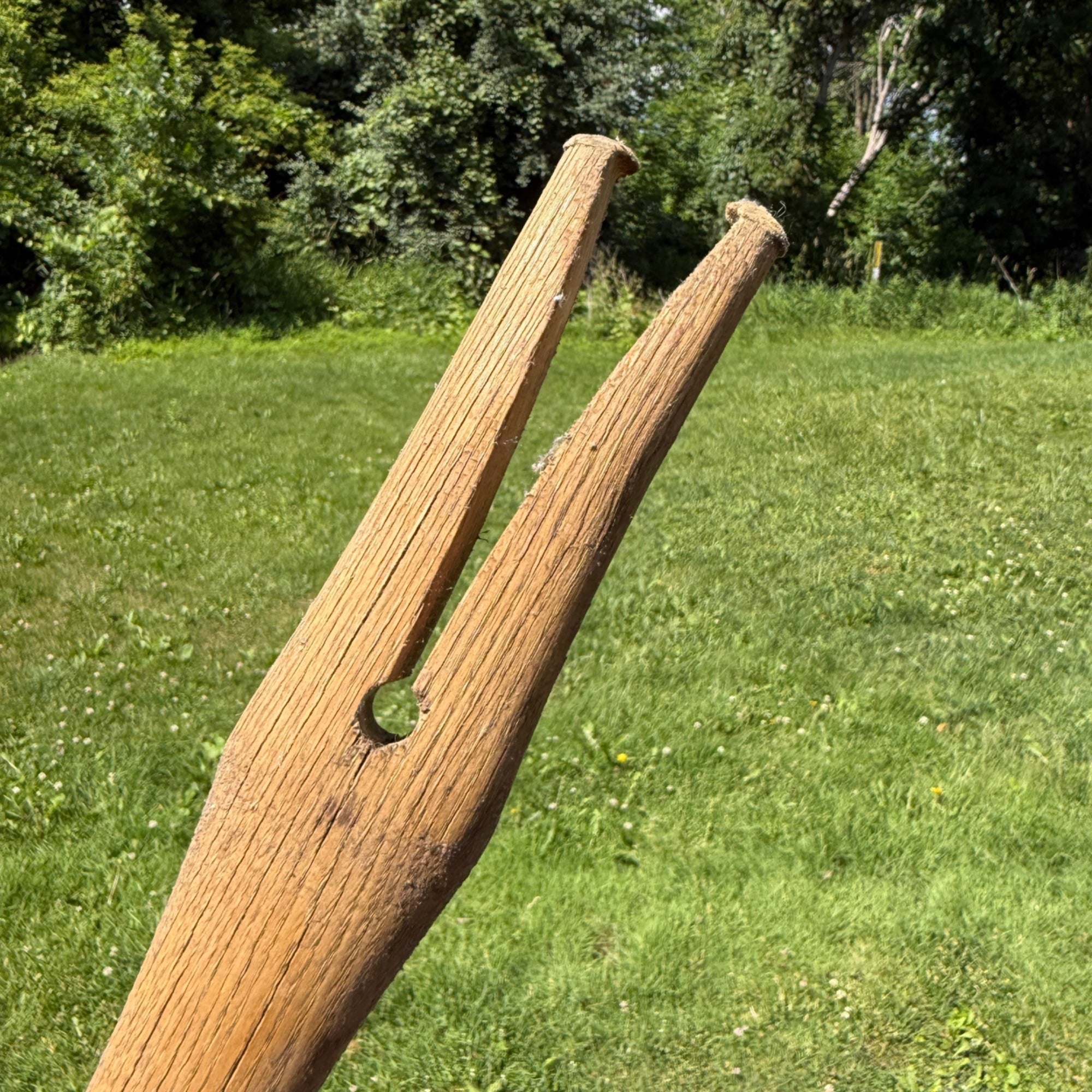 Vintage Wooden Hay Fork Handle Rustic Patina Handcrafted Primitive Tool Farm 1900s