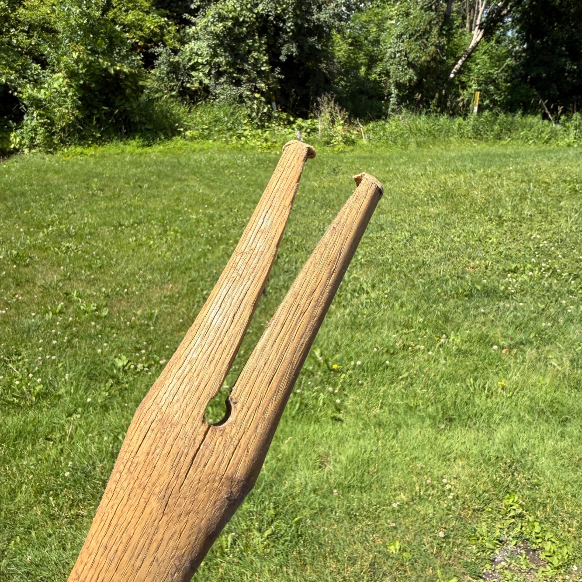 Vintage Wooden Hay Fork Handle Rustic Patina Handcrafted Primitive Tool Farm 1900s