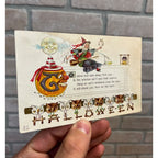 Vintage Halloween Postcard 1913 Witch JOL Owls Drive Dull Cares Away Nash H17